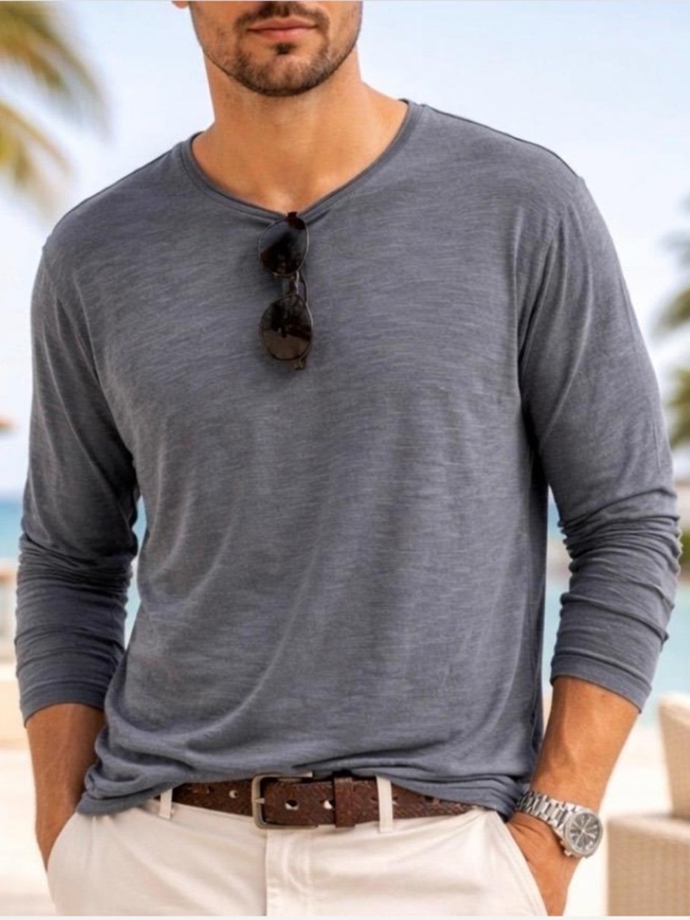 John Varvatos USA Men’s Grey Long Sleeve Shirt Medium